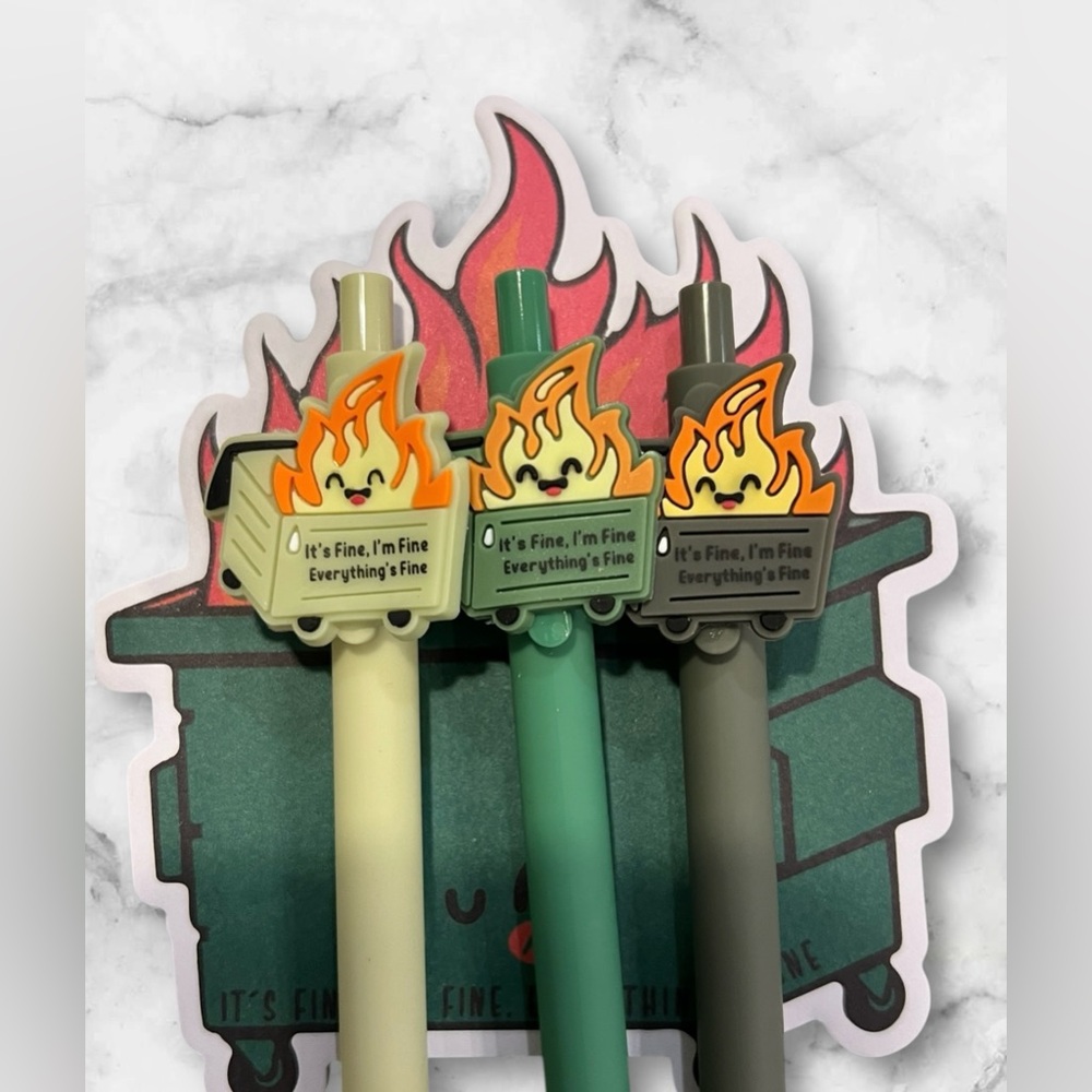 **5 Random Color Dumpster Fire Notepad & Pen - Picture 3 of 3
